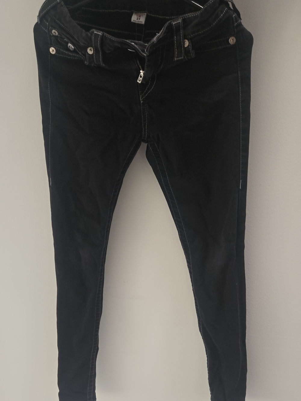 True Religion Black Skinny Jeans with Contrast Stitching